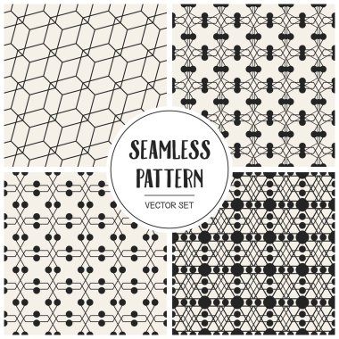 Soyut kavram vektör tek renkli geometrik desen. Siyah ve beyaz en az arka plan. Yaratıcı çizim şablonu. Sorunsuz şık doku. Duvar kağıdı, yüzey, web tasarım, tekstil, dekor için.