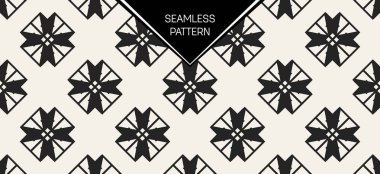 Soyut kavram vektör tek renkli geometrik desen. Siyah ve beyaz en az arka plan. Yaratıcı çizim şablonu. Sorunsuz şık doku. Duvar kağıdı, yüzey, web tasarım, tekstil, dekor için.