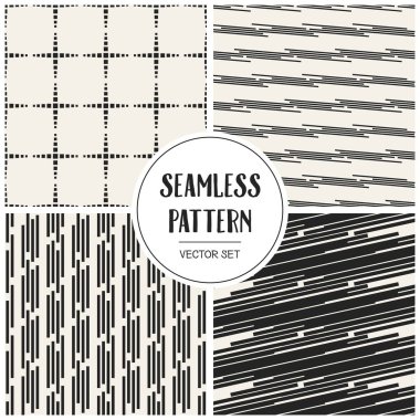 Soyut kavram vektör tek renkli geometrik desen. Siyah ve beyaz en az arka plan. Yaratıcı çizim şablonu. Sorunsuz şık doku. Duvar kağıdı, yüzey, web tasarım, tekstil, dekor için.