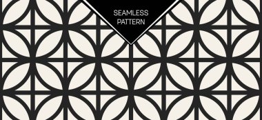 Soyut kavram vektör tek renkli geometrik desen. Siyah ve beyaz en az arka plan. Yaratıcı çizim şablonu. Sorunsuz şık doku. Duvar kağıdı, yüzey, web tasarım, tekstil, dekor için.