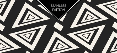 Soyut kavram vektör tek renkli geometrik desen. Siyah ve beyaz en az arka plan. Yaratıcı çizim şablonu. Sorunsuz şık doku. Duvar kağıdı, yüzey, web tasarım, tekstil, dekor için.