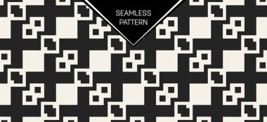 Soyut kavram vektör tek renkli geometrik desen. Siyah ve beyaz en az arka plan. Yaratıcı çizim şablonu. Sorunsuz şık doku. Duvar kağıdı, yüzey, web tasarım, tekstil, dekor için.