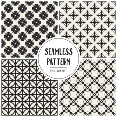 Soyut kavram vektör tek renkli geometrik desen. Siyah ve beyaz en az arka plan. Yaratıcı çizim şablonu. Sorunsuz şık doku. Duvar kağıdı, yüzey, web tasarım, tekstil, dekor için.