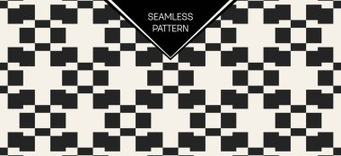 Soyut kavram vektör tek renkli geometrik desen. Siyah ve beyaz en az arka plan. Yaratıcı çizim şablonu. Sorunsuz şık doku. Duvar kağıdı, yüzey, web tasarım, tekstil, dekor için.