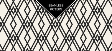Soyut kavram vektör tek renkli geometrik desen. Siyah ve beyaz en az arka plan. Yaratıcı çizim şablonu. Sorunsuz şık doku. Duvar kağıdı, yüzey, web tasarım, tekstil, dekor için.