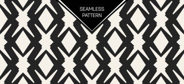 Soyut kavram vektör tek renkli geometrik desen. Siyah ve beyaz en az arka plan. Yaratıcı çizim şablonu. Sorunsuz şık doku. Duvar kağıdı, yüzey, web tasarım, tekstil, dekor için.