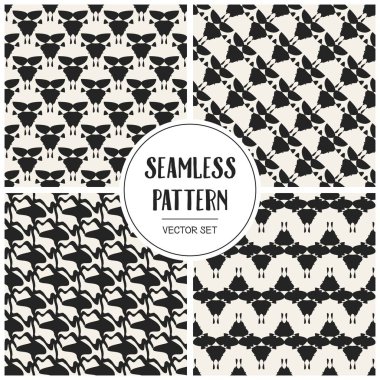 Soyut kavram vektör tek renkli geometrik desen. Siyah ve beyaz en az arka plan. Yaratıcı çizim şablonu. Sorunsuz şık doku. Duvar kağıdı, yüzey, web tasarım, tekstil, dekor için.