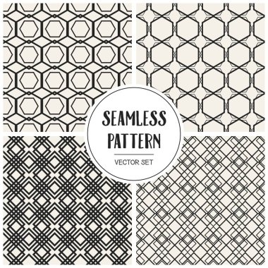 Soyut kavram vektör tek renkli geometrik desen. Siyah ve beyaz en az arka plan. Yaratıcı çizim şablonu. Sorunsuz şık doku. Duvar kağıdı, yüzey, web tasarım, tekstil, dekor için.