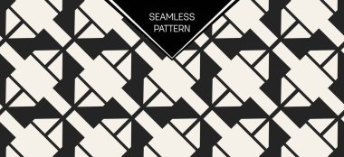 Soyut kavram vektör tek renkli geometrik desen. Siyah ve beyaz en az arka plan. Yaratıcı çizim şablonu. Sorunsuz şık doku. Duvar kağıdı, yüzey, web tasarım, tekstil, dekor için.