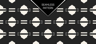 Soyut kavram vektör tek renkli geometrik desen. Siyah ve beyaz en az arka plan. Yaratıcı çizim şablonu. Sorunsuz şık doku. Duvar kağıdı, yüzey, web tasarım, tekstil, dekor için.