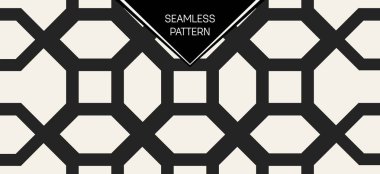Soyut kavram vektör tek renkli geometrik desen. Siyah ve beyaz en az arka plan. Yaratıcı çizim şablonu. Sorunsuz şık doku. Duvar kağıdı, yüzey, web tasarım, tekstil, dekor için.