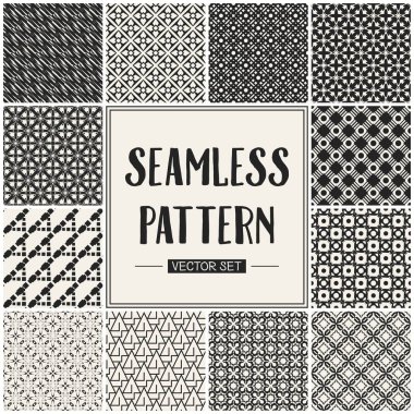 Soyut kavram vektör tek renkli geometrik desen. Siyah ve beyaz en az arka plan. Yaratıcı çizim şablonu. Sorunsuz şık doku. Duvar kağıdı, yüzey, web tasarım, tekstil, dekor için.
