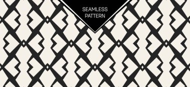 Soyut kavram vektör tek renkli geometrik desen. Siyah ve beyaz en az arka plan. Yaratıcı çizim şablonu. Sorunsuz şık doku. Duvar kağıdı, yüzey, web tasarım, tekstil, dekor için.