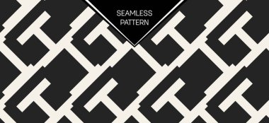 Soyut kavram vektör tek renkli geometrik desen. Siyah ve beyaz en az arka plan. Yaratıcı çizim şablonu. Sorunsuz şık doku. Duvar kağıdı, yüzey, web tasarım, tekstil, dekor için.