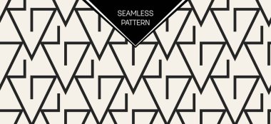 Soyut kavram vektör tek renkli geometrik desen. Siyah ve beyaz en az arka plan. Yaratıcı çizim şablonu. Sorunsuz şık doku. Duvar kağıdı, yüzey, web tasarım, tekstil, dekor için.