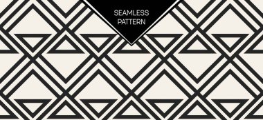 Soyut kavram vektör tek renkli geometrik desen. Siyah ve beyaz en az arka plan. Yaratıcı çizim şablonu. Sorunsuz şık doku. Duvar kağıdı, yüzey, web tasarım, tekstil, dekor için.