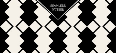 Soyut kavram vektör tek renkli geometrik desen. Siyah ve beyaz en az arka plan. Yaratıcı çizim şablonu. Sorunsuz şık doku. Duvar kağıdı, yüzey, web tasarım, tekstil, dekor için.