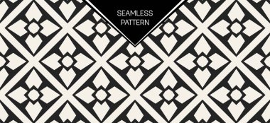 Soyut kavram vektör tek renkli geometrik desen. Siyah ve beyaz en az arka plan. Yaratıcı çizim şablonu. Sorunsuz şık doku. Duvar kağıdı, yüzey, web tasarım, tekstil, dekor için.