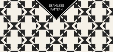 Soyut kavram vektör tek renkli geometrik desen. Siyah ve beyaz en az arka plan. Yaratıcı çizim şablonu. Sorunsuz şık doku. Duvar kağıdı, yüzey, web tasarım, tekstil, dekor için.