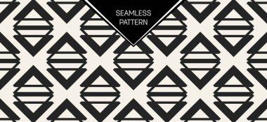 Soyut kavram vektör tek renkli geometrik desen. Siyah ve beyaz en az arka plan. Yaratıcı çizim şablonu. Sorunsuz şık doku. Duvar kağıdı, yüzey, web tasarım, tekstil, dekor için.