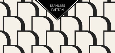 Soyut kavram vektör tek renkli geometrik desen. Siyah ve beyaz en az arka plan. Yaratıcı çizim şablonu. Sorunsuz şık doku. Duvar kağıdı, yüzey, web tasarım, tekstil, dekor için.