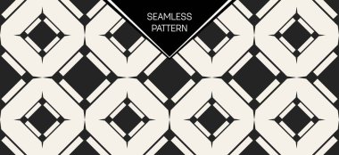 Soyut kavram vektör tek renkli geometrik desen. Siyah ve beyaz en az arka plan. Yaratıcı çizim şablonu. Sorunsuz şık doku. Duvar kağıdı, yüzey, web tasarım, tekstil, dekor için.