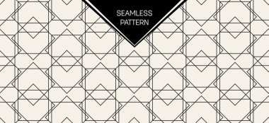 Soyut kavram vektör tek renkli geometrik desen. Siyah ve beyaz en az arka plan. Yaratıcı çizim şablonu. Sorunsuz şık doku. Duvar kağıdı, yüzey, web tasarım, tekstil, dekor için.