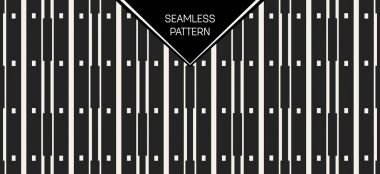 Soyut kavram vektör tek renkli geometrik desen. Siyah ve beyaz en az arka plan. Yaratıcı çizim şablonu. Sorunsuz şık doku. Duvar kağıdı, yüzey, web tasarım, tekstil, dekor için.