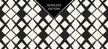 Soyut kavram vektör tek renkli geometrik desen. Siyah ve beyaz en az arka plan. Yaratıcı çizim şablonu. Sorunsuz şık doku. Duvar kağıdı, yüzey, web tasarım, tekstil, dekor için.
