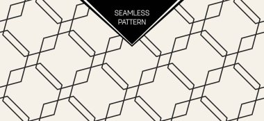 Soyut kavram vektör tek renkli geometrik desen. Siyah ve beyaz en az arka plan. Yaratıcı çizim şablonu. Sorunsuz şık doku. Duvar kağıdı, yüzey, web tasarım, tekstil, dekor için.