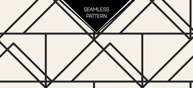 Soyut kavram vektör tek renkli geometrik desen. Siyah ve beyaz en az arka plan. Yaratıcı çizim şablonu. Sorunsuz şık doku. Duvar kağıdı, yüzey, web tasarım, tekstil, dekor için.