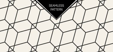 Soyut kavram vektör tek renkli geometrik desen. Siyah ve beyaz en az arka plan. Yaratıcı çizim şablonu. Sorunsuz şık doku. Duvar kağıdı, yüzey, web tasarım, tekstil, dekor için.