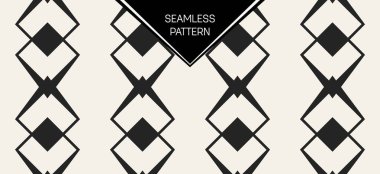 Soyut kavram vektör tek renkli geometrik desen. Siyah ve beyaz en az arka plan. Yaratıcı çizim şablonu. Sorunsuz şık doku. Duvar kağıdı, yüzey, web tasarım, tekstil, dekor için.