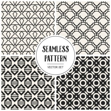 Soyut kavram vektör tek renkli geometrik desen. Siyah ve beyaz en az arka plan. Yaratıcı çizim şablonu. Sorunsuz şık doku. Duvar kağıdı, yüzey, web tasarım, tekstil, dekor için.