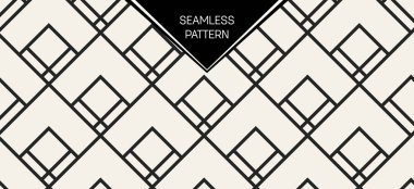 Soyut kavram vektör tek renkli geometrik desen. Siyah ve beyaz en az arka plan. Yaratıcı çizim şablonu. Sorunsuz şık doku. Duvar kağıdı, yüzey, web tasarım, tekstil, dekor için.