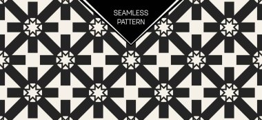 Soyut kavram vektör tek renkli geometrik desen. Siyah ve beyaz en az arka plan. Yaratıcı çizim şablonu. Sorunsuz şık doku. Duvar kağıdı, yüzey, web tasarım, tekstil, dekor için.