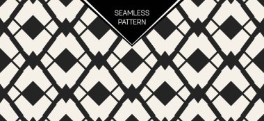 Soyut kavram vektör tek renkli geometrik desen. Siyah ve beyaz en az arka plan. Yaratıcı çizim şablonu. Sorunsuz şık doku. Duvar kağıdı, yüzey, web tasarım, tekstil, dekor için.