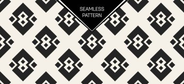 Soyut kavram vektör tek renkli geometrik desen. Siyah ve beyaz en az arka plan. Yaratıcı çizim şablonu. Sorunsuz şık doku. Duvar kağıdı, yüzey, web tasarım, tekstil, dekor için.