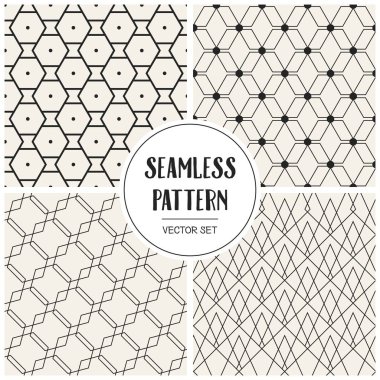 Soyut kavram vektör tek renkli geometrik desen. Siyah ve beyaz en az arka plan. Yaratıcı çizim şablonu. Sorunsuz şık doku. Duvar kağıdı, yüzey, web tasarım, tekstil, dekor için.