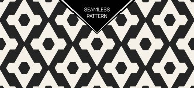 Soyut kavram vektör tek renkli geometrik desen. Siyah ve beyaz en az arka plan. Yaratıcı çizim şablonu. Sorunsuz şık doku. Duvar kağıdı, yüzey, web tasarım, tekstil, dekor için.
