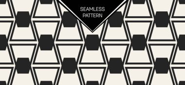 Soyut kavram vektör tek renkli geometrik desen. Siyah ve beyaz en az arka plan. Yaratıcı çizim şablonu. Sorunsuz şık doku. Duvar kağıdı, yüzey, web tasarım, tekstil, dekor için.