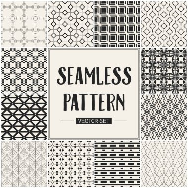 Soyut kavram vektör tek renkli geometrik desen. Siyah ve beyaz en az arka plan. Yaratıcı çizim şablonu. Sorunsuz şık doku. Duvar kağıdı, yüzey, web tasarım, tekstil, dekor için.