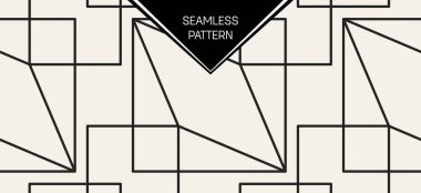 Soyut kavram vektör tek renkli geometrik desen. Siyah ve beyaz en az arka plan. Yaratıcı çizim şablonu. Sorunsuz şık doku. Duvar kağıdı, yüzey, web tasarım, tekstil, dekor için.