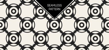 Soyut kavram vektör tek renkli geometrik desen. Siyah ve beyaz en az arka plan. Yaratıcı çizim şablonu. Sorunsuz şık doku. Duvar kağıdı, yüzey, web tasarım, tekstil, dekor için.