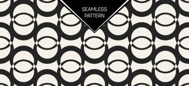 Soyut kavram vektör tek renkli geometrik desen. Siyah ve beyaz en az arka plan. Yaratıcı çizim şablonu. Sorunsuz şık doku. Duvar kağıdı, yüzey, web tasarım, tekstil, dekor için.