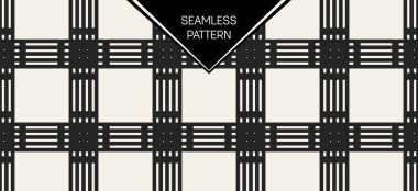 Soyut kavram vektör tek renkli geometrik desen. Siyah ve beyaz en az arka plan. Yaratıcı çizim şablonu. Sorunsuz şık doku. Duvar kağıdı, yüzey, web tasarım, tekstil, dekor için.