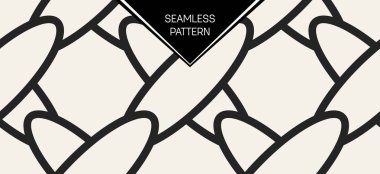 Soyut kavram vektör tek renkli geometrik desen. Siyah ve beyaz en az arka plan. Yaratıcı çizim şablonu. Sorunsuz şık doku. Duvar kağıdı, yüzey, web tasarım, tekstil, dekor için.