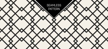 Soyut kavram vektör tek renkli geometrik desen. Siyah ve beyaz en az arka plan. Yaratıcı çizim şablonu. Sorunsuz şık doku. Duvar kağıdı, yüzey, web tasarım, tekstil, dekor için.