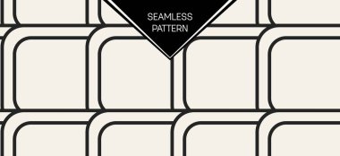 Soyut kavram vektör tek renkli geometrik desen. Siyah ve beyaz en az arka plan. Yaratıcı çizim şablonu. Sorunsuz şık doku. Duvar kağıdı, yüzey, web tasarım, tekstil, dekor için.