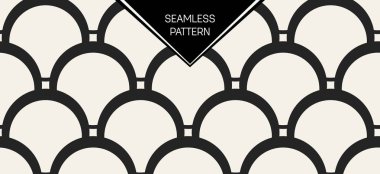 Soyut kavram vektör tek renkli geometrik desen. Siyah ve beyaz en az arka plan. Yaratıcı çizim şablonu. Sorunsuz şık doku. Duvar kağıdı, yüzey, web tasarım, tekstil, dekor için.